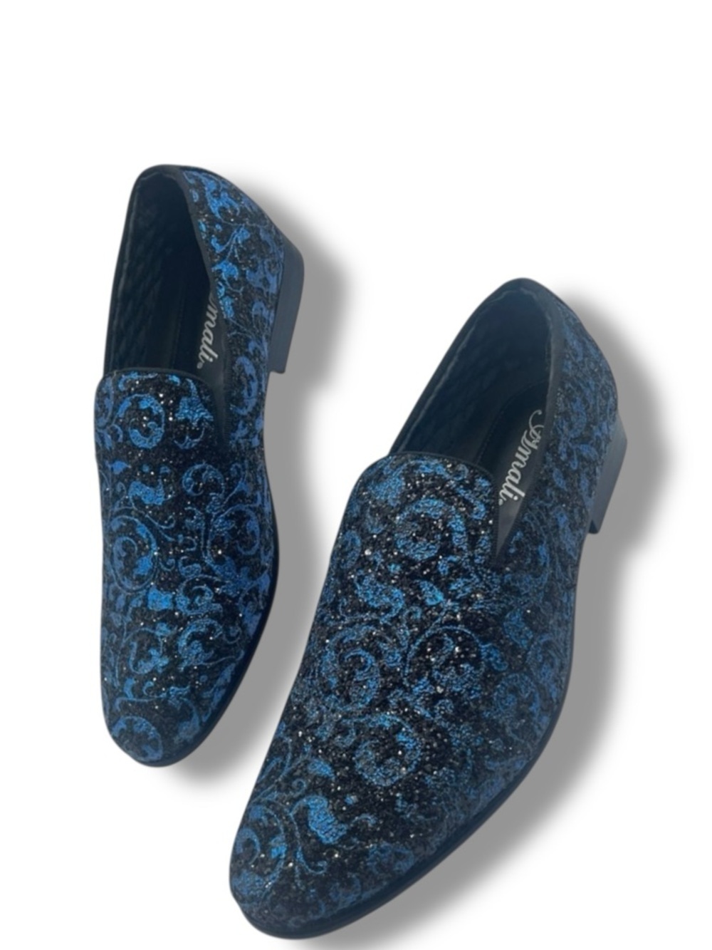 Blue Velvet Embellished Men's Loafers